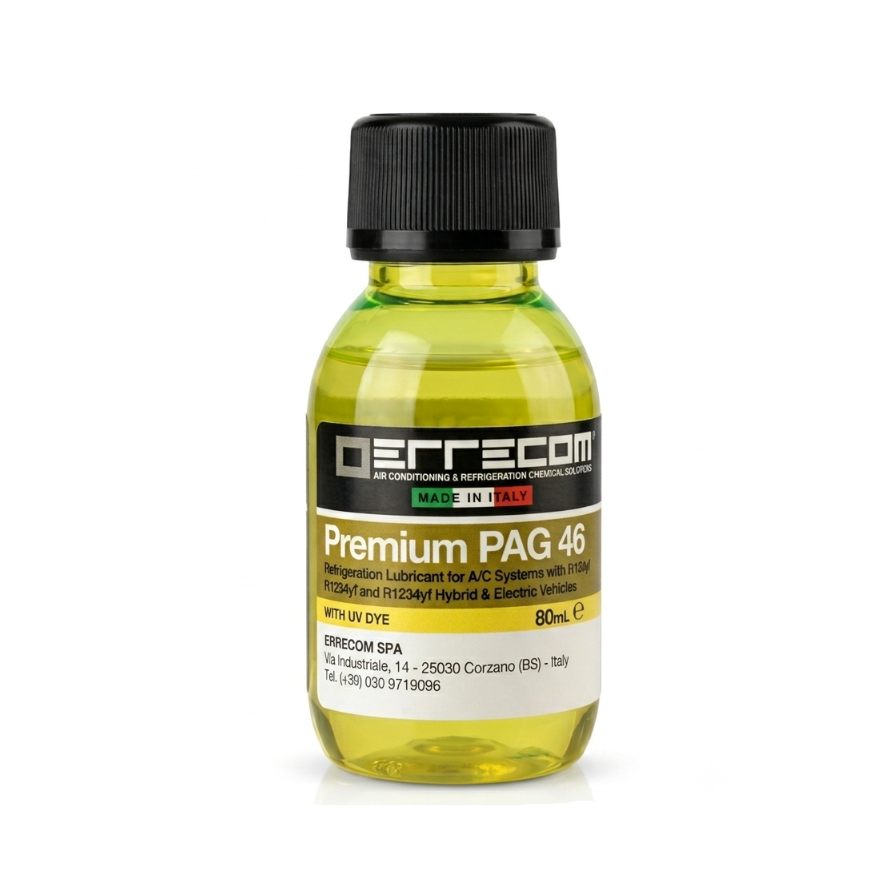 bottle of Derrecom Premium PAG OIL